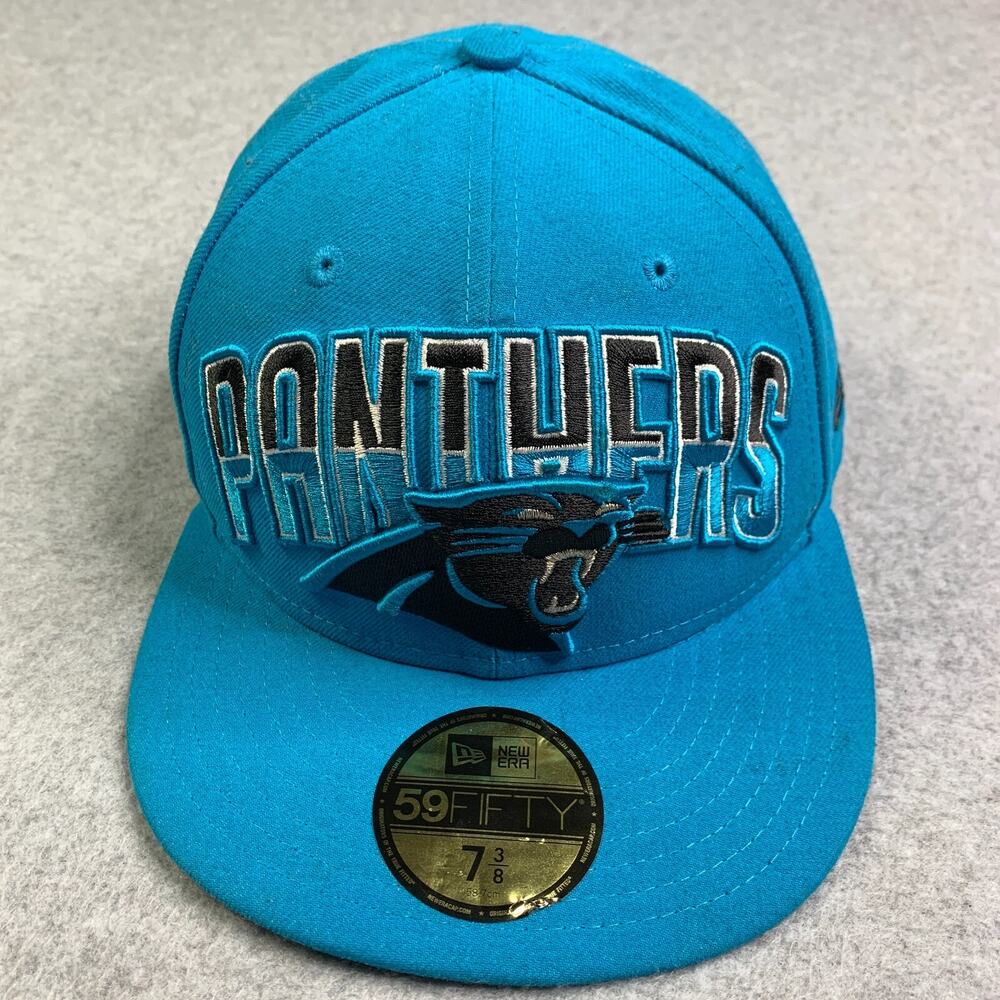 Carolina Panthers New Era Hat Cap 7 3/8 Teal Embroidered Logo 59Fifty Mens